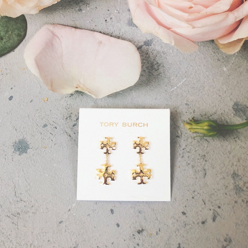 TORY BURCH KIRA LINEAR EARRING TORY GOLD
